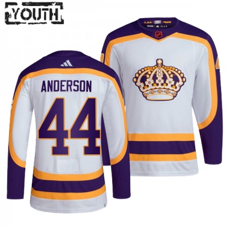Los Angeles Kings Hockeydrakt Mikey Anderson 44 2022-23 Hvit Reverse Retro 2.0 Adidas Authentic - Barn